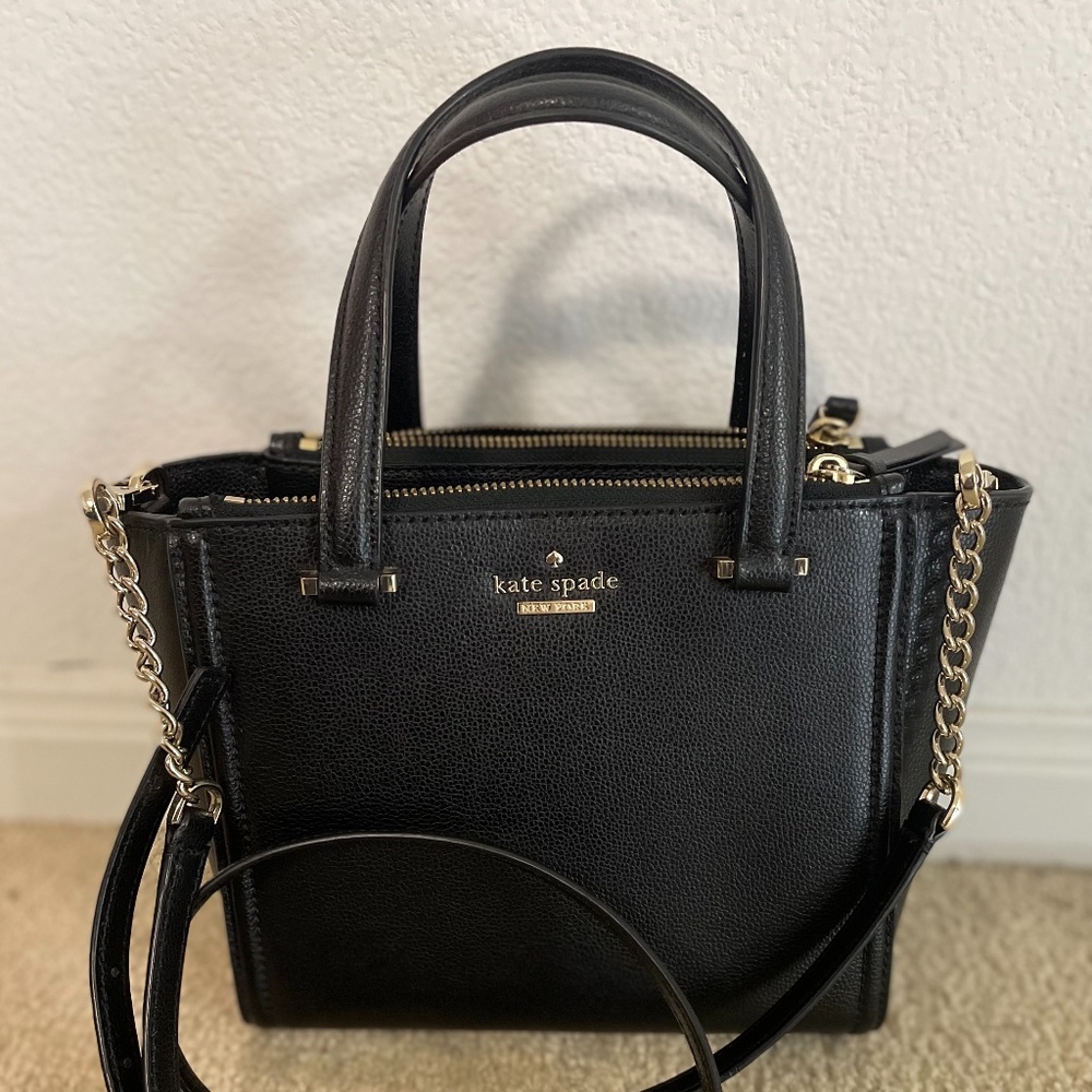 Kate Spade New York Black Refined Grain Leather Satchel RN 0102760 CA 57710